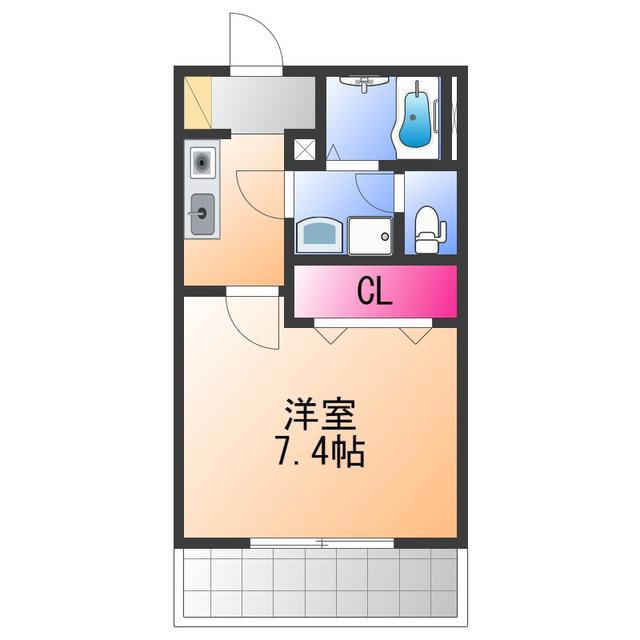 ロカンダ泉佐野(1K/2階)の間取り写真