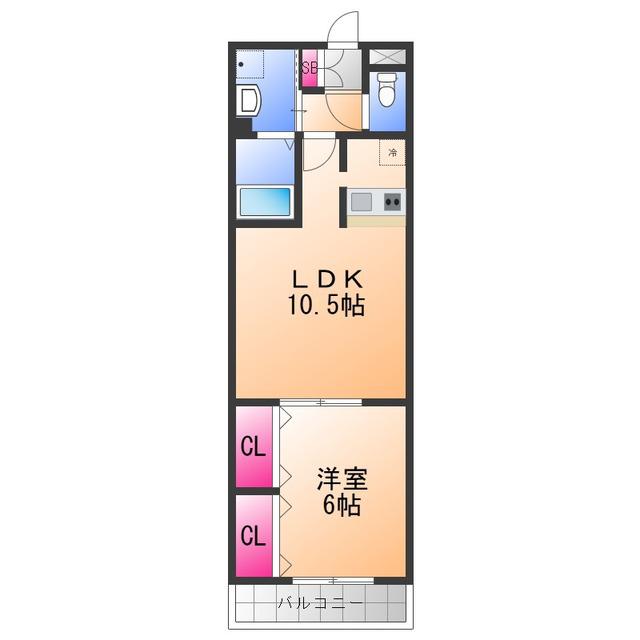 アンジェリーク府中(1LDK/2階)の間取り写真