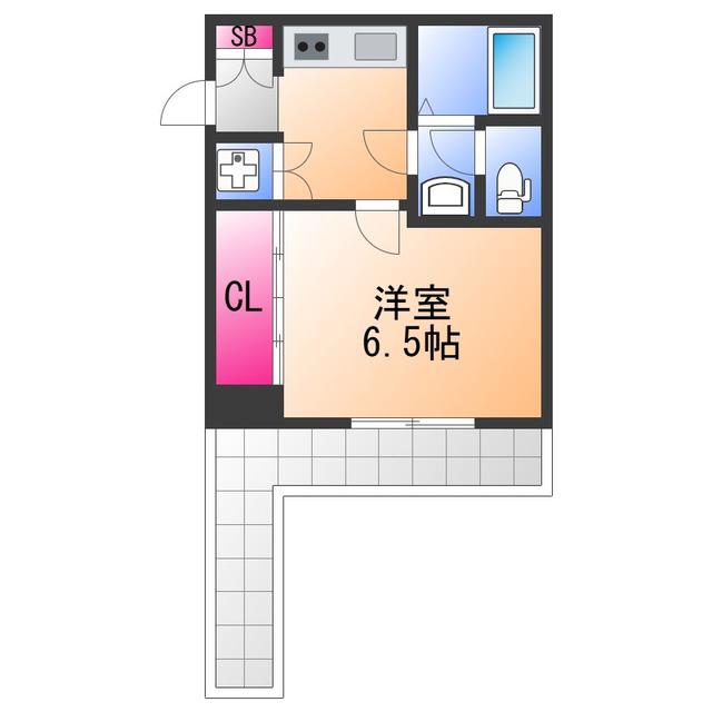 エスポワール鶴山台(1K/2階)の間取り写真