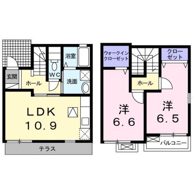 パークサイドI(2LDK/1階)の間取り写真