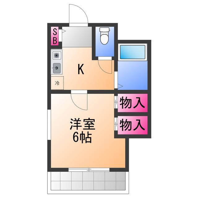 シャルマンフジ東岸和田弐番館(1K/2階)の間取り写真