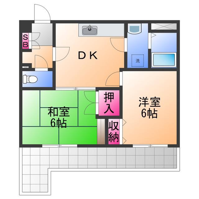 ロジュマン泉佐野(2DK/7階)の間取り写真
