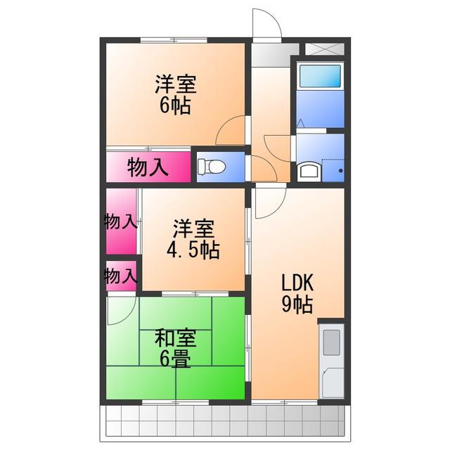 コーポ雅(3LDK/4階)の間取り写真