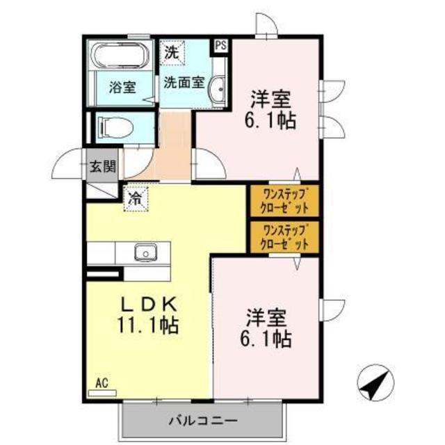 GARDENVILLA(2LDK/2階)の間取り写真
