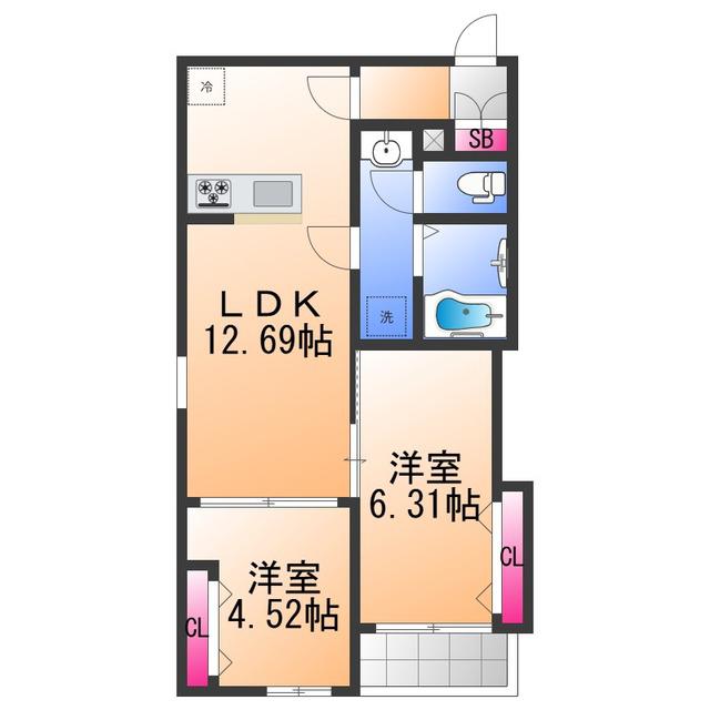 FSTYLE東港町(2LDK/3階)の間取り写真