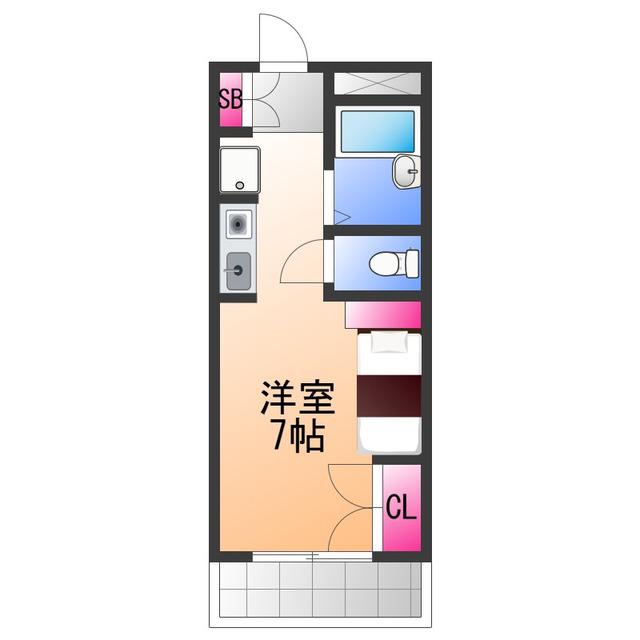 ウィズコート(ワンルーム/4階)の間取り写真