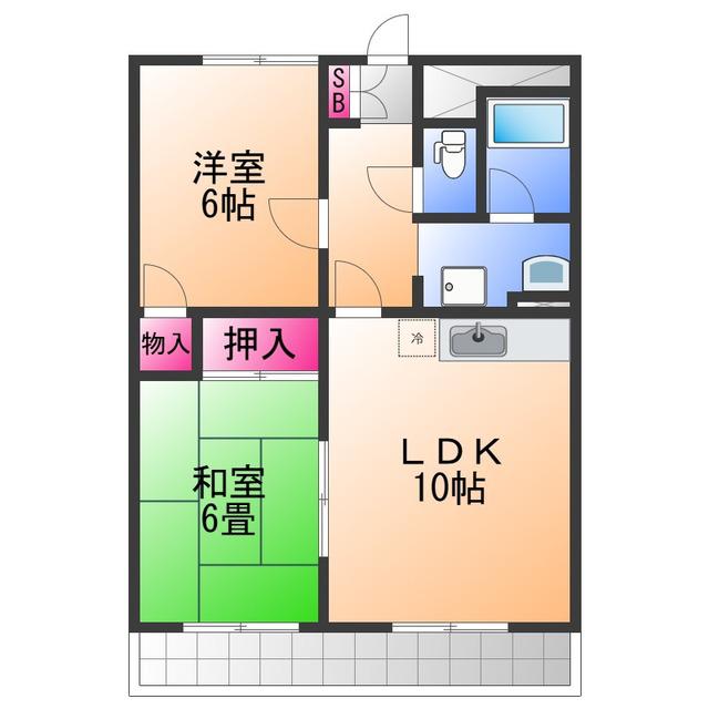 ヴィラ アイリス(2LDK/2階)の間取り写真