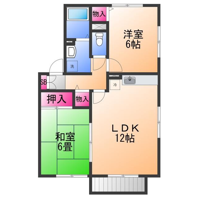GRACE COTE3番館(2LDK/1階)の間取り写真