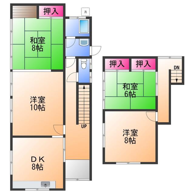 南海電鉄多奈川線 多奈川駅 徒歩2分 2階建 築48年(4DK)の間取り写真