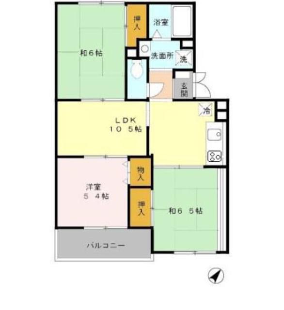 カーサ阪和(3LDK/1階)の間取り写真