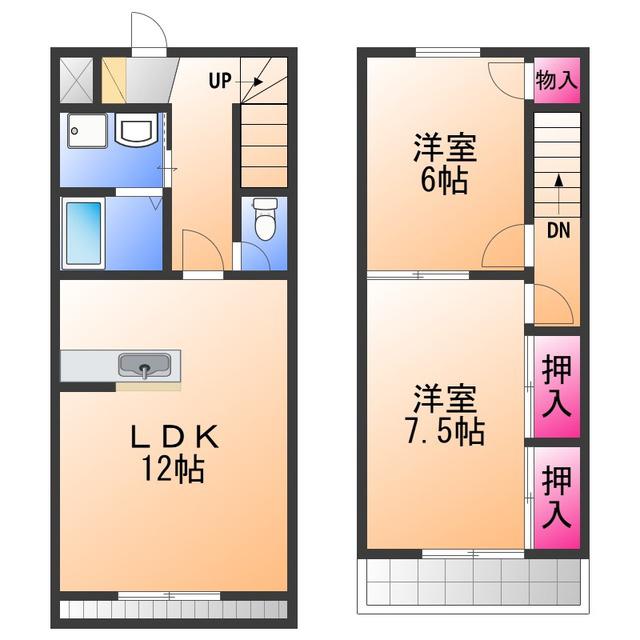 セピアコート泉佐野(2LDK/2階)の間取り写真