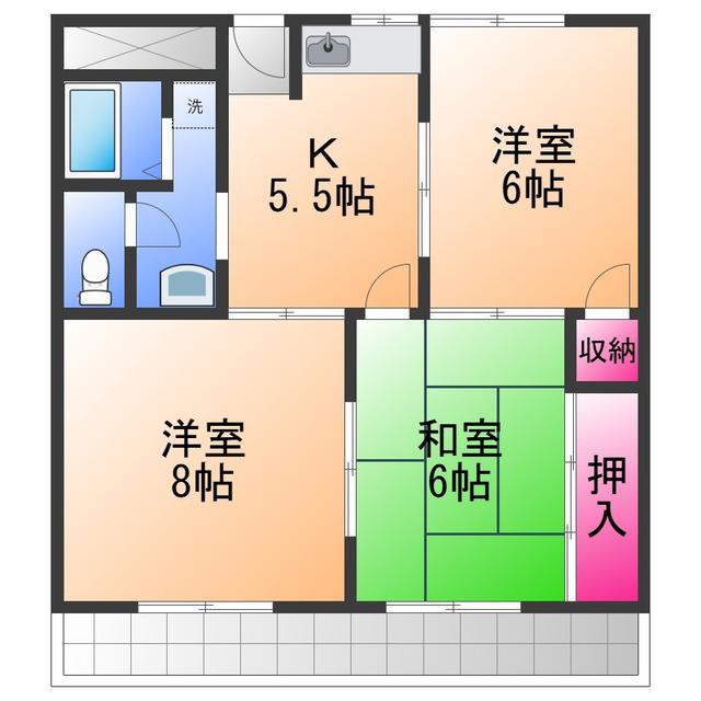 ヴェルディHAL(3K/1階)の間取り写真