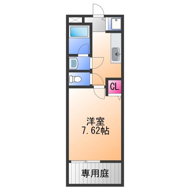 プリヴェイル吉井(1K/2階)の間取り写真
