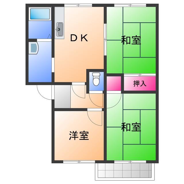 グランデールニシムラA(3DK/2階)の間取り写真