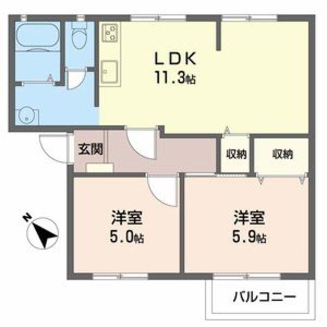 サンメゾンくすの木(2LDK/2階)の間取り写真