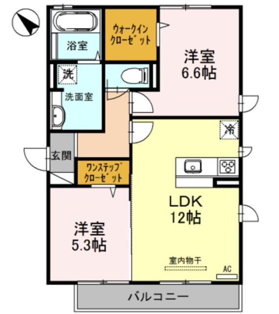 サニーヒルズ 泉大津 B棟(2LDK/2階)の間取り写真