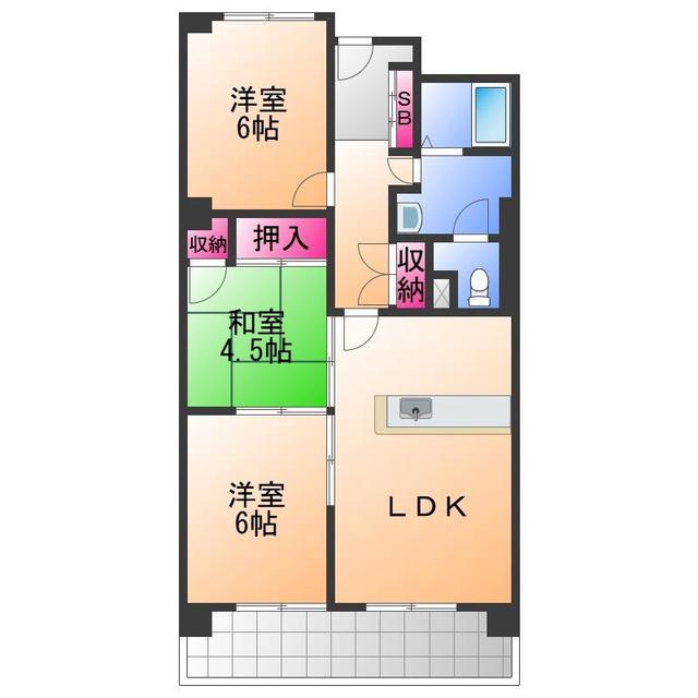 LAKIA泉大津レジデンス(3LDK/2階)の間取り写真