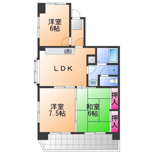 シルフィード東助松(3LDK/3階)の間取り写真