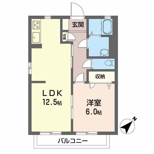 ハイム穴師の里A棟(1LDK/2階)の間取り写真