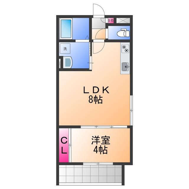 TIO岸和田(1LDK/1階)の間取り写真