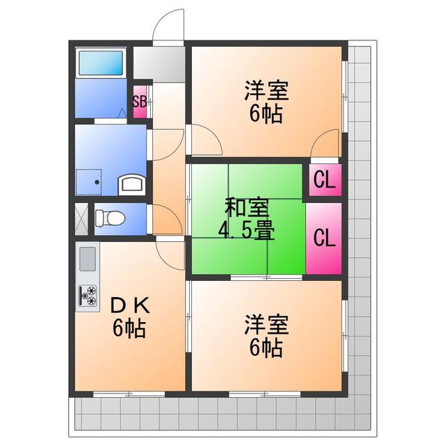 メゾン松之浜(3DK/3階)の間取り写真