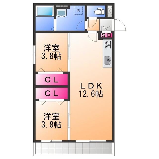 AVANTIO HONMACHI(2LDK/3階)の間取り写真