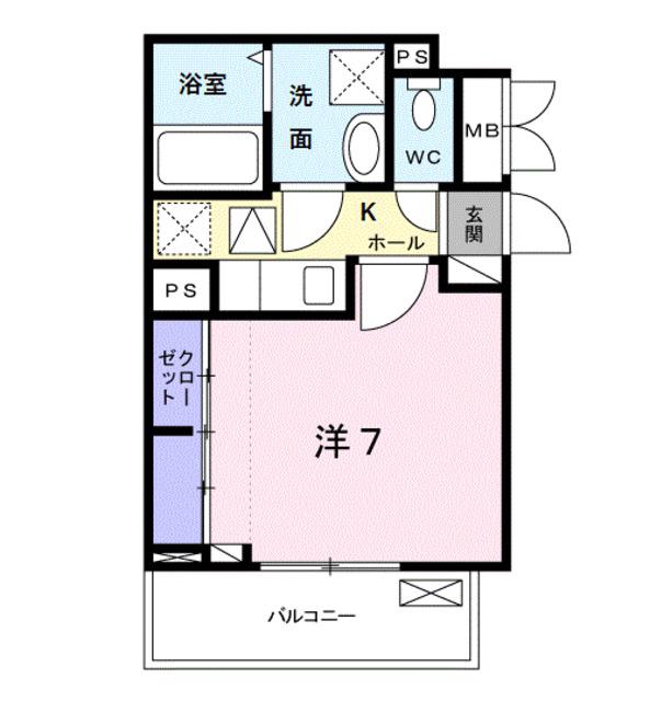ロンガ ヴィータ和泉(1K/1階)の間取り写真