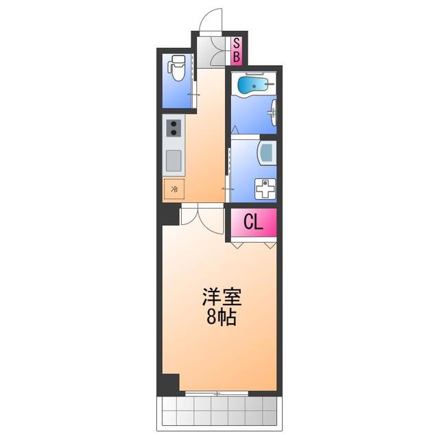 グランディール北勘(1K/4階)の間取り写真