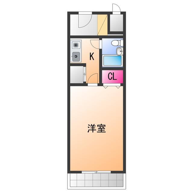 シャルマンフジ下松壱番館(1K/2階)の間取り写真