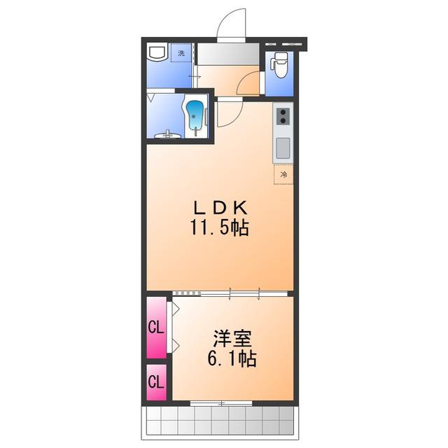 楠弥の里(1LDK/2階)の間取り写真