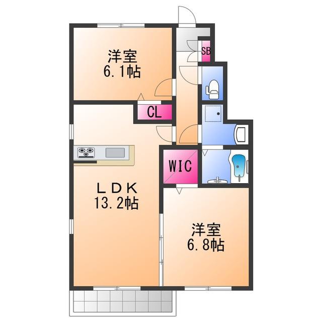 アルミック山荘C棟(2LDK/1階)の間取り写真