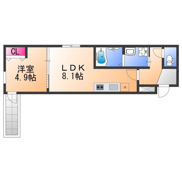 フジパレス高石3番館(1LDK/1階)の間取り写真