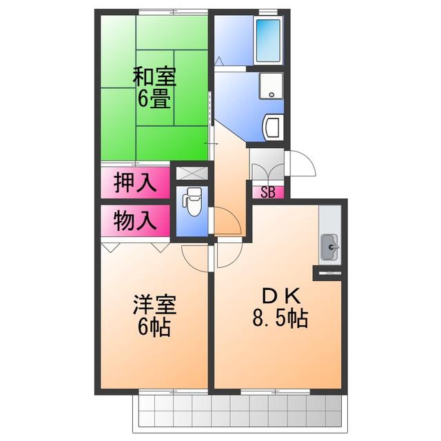 パークハウス1番館(2DK/2階)の間取り写真