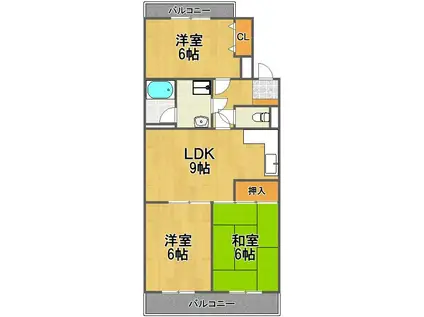 第3春実マンション(3LDK/4階)の間取り写真