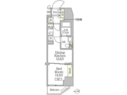 クラリティア浅草橋(1DK/14階)の間取り写真