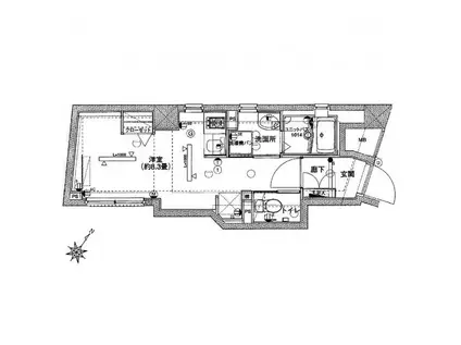 グランティアラ東京イースト(ワンルーム/1階)の間取り写真