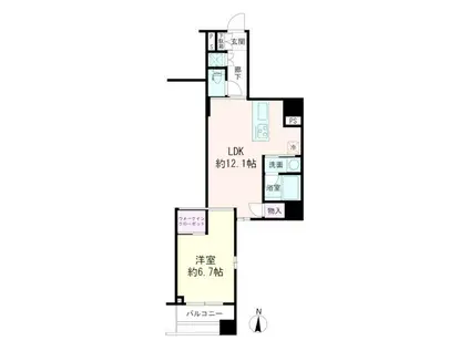 TRADIS浅草橋(1LDK/2階)の間取り写真