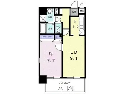 フェスタ元浅草(1LDK/3階)の間取り写真