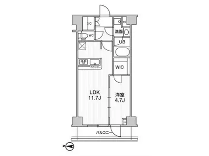 ジェノヴィア本所吾妻橋Ⅱスカイガーデン(1LDK/3階)の間取り写真