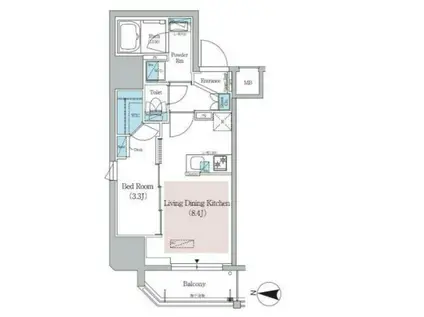 アーバネックス錦糸公園(1LDK/4階)の間取り写真