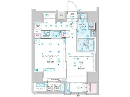 ジェノヴィア文京千駄木(1LDK/8階)の間取り写真