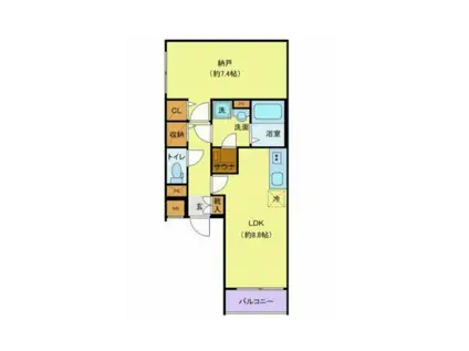 FURVAL八丁堀(1LDK/1階)の間取り写真