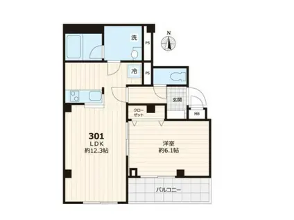 第二ヤマイビル(1LDK/3階)の間取り写真