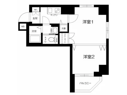 クローバーコート黒門町(2K/6階)の間取り写真