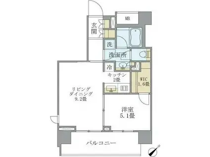 LASANTE 千駄木(1LDK/9階)の間取り写真