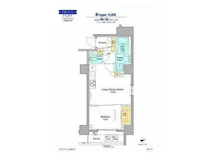 プラウドフラット上野松が谷(1LDK/2階)の間取り写真