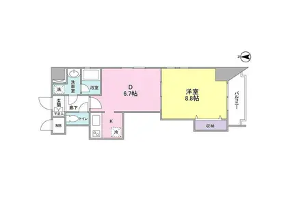 カーサブリリア(1DK/6階)の間取り写真