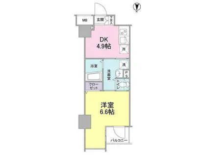 W723(1DK/4階)の間取り写真