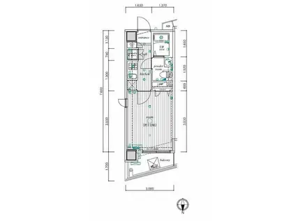 レオーネ亀戸(1K/11階)の間取り写真