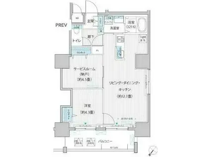 グランデュール富士(1SLDK/11階)の間取り写真